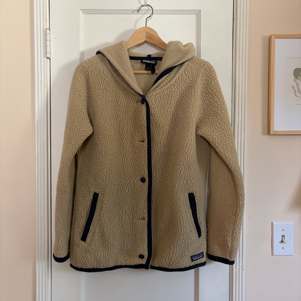 Patagonia Women's Shearling Hooded Fleece Cardigan Teddy Jacket Size S